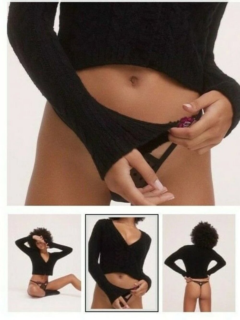 NWT For Love and Lemons Long Sleeve Billie Cardigan in Black Size M - Picture 3 of 10